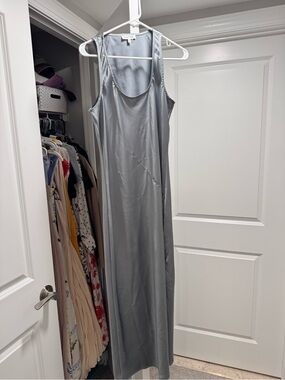 Heartloom Silver-Gray Satin Maxi Dress